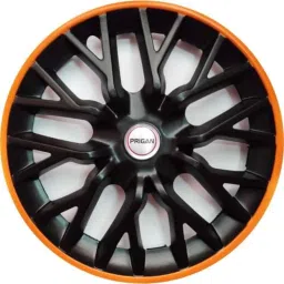 Prigan 4 Pcs 14 inch Polypropylene Black &a; Orange Press Fitting Car Wheel Cover Set for Volkswagen Vento-picture-19