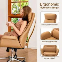 Chairtech 73.66x119.38cm 125kg High Back Leatherette Brown Ergonomic Office Chair image 5