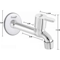 Prestige Flora Stainless Steel Chrome Finish Silver Wall Mounted Long Body Bib Cock Tap (Pack of 2) image 2