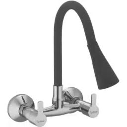 Tapglow Silicone Chrome Finish Black Wall Mount Flexible Sink Mixer-picture-12