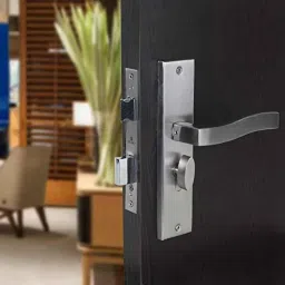 Saze Viva 8 inch Stainless Steel Matt Finish Cylindrical Plate One Side Key Mortise Door Lock Handle Set with 3 Keys image 2