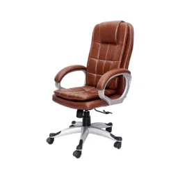 KDF Mart Upholstery Fabric Brown Medium Back Adjustable Executive Swivel Chair with Back Support, MIS155 image 2