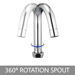 Levers Turbo Brass Silver Chrome Finish Wall Mounted 360 deg Rotating Spout Kitchen Sink Tap, T-090909 image 4