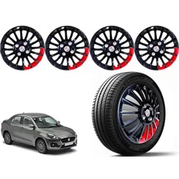 Auto Pearl 4 Pcs 14 inch Polypropylene Black &a; Red Press Type Car Wheel Cover Set with Retention Ring for Maruti Suzuki Swift Dzire 2017-2019-picture-42