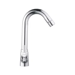 Spazio Brass Chrome Finish Swan Neck Foam Flow Pillar Cock with 360 Degree Moving Spot Tap image 3