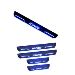 Car Accessories Hub 4 Pcs Acrylic Black Sill Scuff Plate Set with Blue LED for Maruti Suzuki Ignis All Model-picture-31
