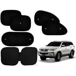 Auto Pearl 6 Pcs PVC &a; Mesh Black Window, Front &a; Rear Sun Shade Set for Toyota Fotuner 2017-picture-35