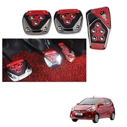 Kozdiko 3 Pcs Red Non-Slip Manual Car Pedals Cover Set for Hyundai Eon-picture-23