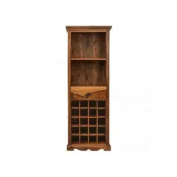 Angel Furniture 64x38x175cm Walnut Finish Solid Sheesham Wood Tallboy Storage Wine Rack &a; Bar Cabinet, AF-159H-image-65