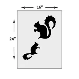 Kayra Decor 16x24 inch PVC Squirrels Wall Design Stencil, KHSNT207 image 3