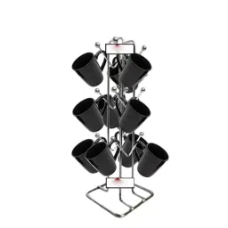 Osam 12 Hooks Stainless Steel Silver V Shape Cup Holder Stand (Pack of 5)-picture-11