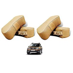 Kozdiko 4 Pcs CV Designer Beige Leatherite Neck Rest Car Cushion Pillow Set for Renault Duster-picture-20