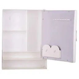 Riya 10x4x14 inch Plastic White Single Door Cabinet Mirror with Storage Shelves image 2