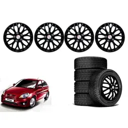 Auto Pearl 4 Pcs 14 inch Polypropylene Black Press Type Car Wheel Cover Set with Retention Ring for Hyundai Verna Transform Type 2 2011, WC14in_VIVA_Black_VernaTransTyp2_2011 image 2