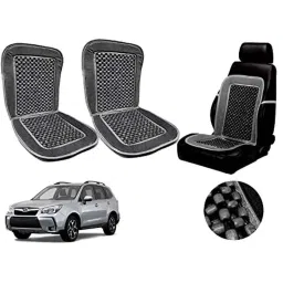Auto Pearl PU, Velvet &a; Wooden Beads Grey Rectangular Seat Cushion for Subaru Forester (Pack of 2 )-picture-23