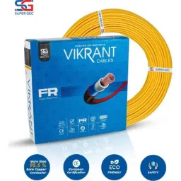 Super GEC Vikrant 1.5 Sqmm Single Core Yellow FR PVC Insulated Electric House Wire, Length: 64 m image 4