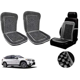 Auto Pearl PU, Velvet &a; Wooden Beads Grey Rectangular Seat Cushion for BMW X1 (Pack of 2 )-picture-22