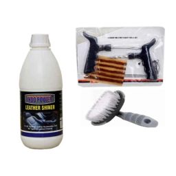 Indopower Ff918 500ml Leather Shiner, Tubelass Smart Panchar &a; All Tyre Cleaning Brush Kit, AHh920-picture-5