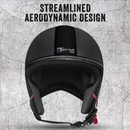 Habsolite HB-TPB01 Tecno Plus Black Open Face Helmet with Retractable Visor &a; Adjustable Strap, Size: M image 2