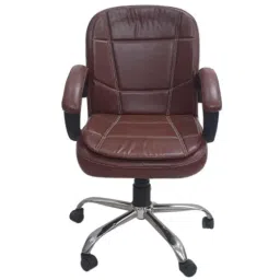 Dodo Milford Brown Leather Mid Back Office Executive Chair-picture-44