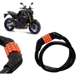 Auto Pearl Black &a; Orange 4 Digit Anti-Theft Combination Number Lock for MT 09-picture-32