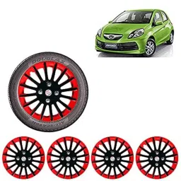 Auto Pearl 4 Pcs 14 inch ABS Black &a; Red Press Type Fitting Car Wheel Cover Set for Honda Brio image 3