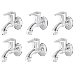 Spazio Stainless Steel Chrome Finish Vignette Collection Bib Cock with Foam Flow Water Wall Flange (Pack of 6)-picture-16