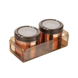 Trueware Fusion 2 Pieces 500ml Brown Copper Finish Storage Canister Set-picture-39