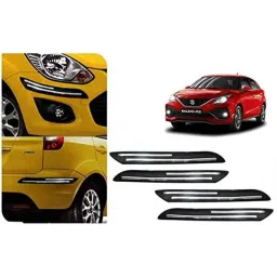 Auto Pearl 4 Pcs PVC &a; Rubber Black Double Chrome Linning Bumper Corner Moulding Set for Maruti Suzuki Baleno RS 2019-picture-38