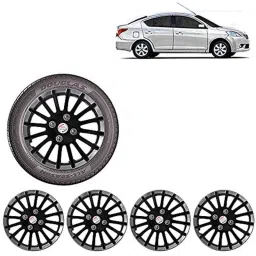 Auto Pearl 4 Pcs 14 inch ABS Black &a; Silver Wheel Cover Set for Nissan Sunny-picture-34