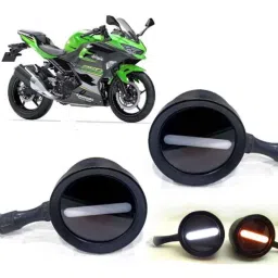 Auto Pearl 2 Pcs 12V Black Bike Front LED Indicator Light Set for Hyosung Ninja 250, F217-picture-20