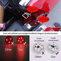Viva City 2 Pcs Red Plastic Wireless Magnetic LED Car Door Opening Warning Lights with 2 Free Batteries image 3