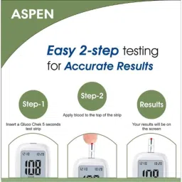 Aspen Gluco Chek 5 Seconds, 25 Pcs Strips, 10 Pcs Lancets &a; Blood Glucose Glucometer Kit image 5