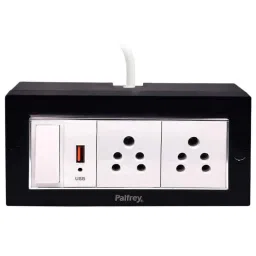 Palfrey 5A 2 Socket Black Polycarbonate Electric Extension Board with USB Socket, Master Switch &a; 10m Wire, BL 6510 USB image 2