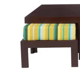 Evok Trendy Engineered Wood Green Lines Coffee Table with 4 Stool Set, FLILSTPBGRMT68990M image 4