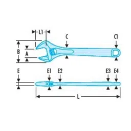 Facom 30mm Phosphate Finish Adjustable Wrench, 113A.10T image 2