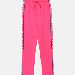 mackly Girls Pink Solid Cotton Lounge Pants-picture-57