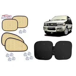 Auto Pearl 6 Pcs PVC &a; Mesh Beige Window, Front &a; Rear Sun Shade Set for Chevrolet Tavera Type1-picture-40