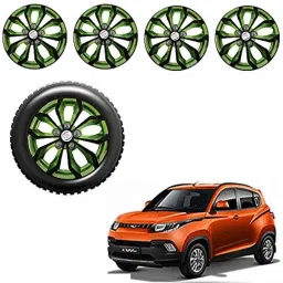 Auto Pearl 4 Pcs 14 inch ABS Black &a; Green Car Wheel Cover Set for Mahindra KUV 100-picture-19