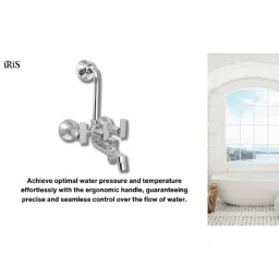 IRIS Passion 3-in-1 Brass Silver Chrome Finish Wall Mixer with Bend Faucet for Bathroom image 2
