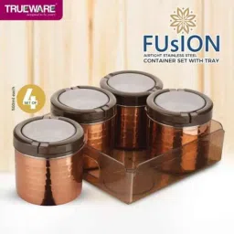 Trueware Fusion 4 Pieces 500ml Brown Copper Finish Storage Canister Set image 3