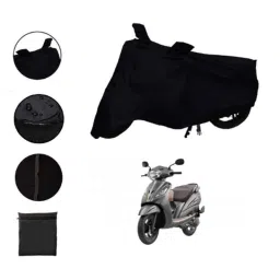 Riderscart Polyester Black Waterproof Two Wheeler Body Cover with Storage Bag for TVS Wego Drum BS6 image 2