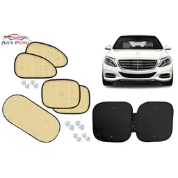 Auto Pearl 6 Pcs PVC &a; Mesh Beige Window, Front &a; Rear Sun Shade Set for Mercedes Benz S-Class-picture-10