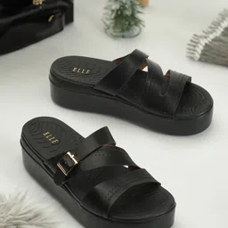 ELLE Textured Open Toe Flatform Heels With Buckle-picture-17
