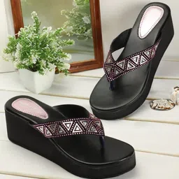 madam glorious Embellished Open Toe Wedges-image-9