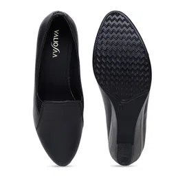 VALIOSAA Black Solid Work Wedge Pumps image 5