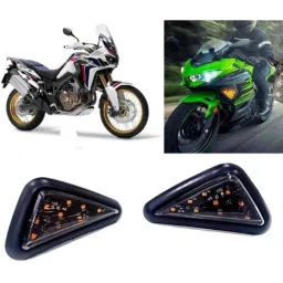 Auto Pearl 2 Pcs 12V Black Bike Side LED Indicator Light Set for Honda Twin, A18-picture-12
