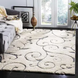 Carpetify 3x5ft Cream &a; Grey Grand Swirl Shaggy Carpet, 1224YR1WJDM image 2