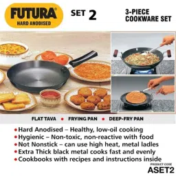 Hawkins Futura 3 Pcs Hard Anodised Cookware Set, ASET 2 (Pack of 2) image 2