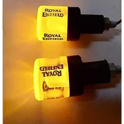 AOW Handle Bar End Dual Led Bike Turn Crystal Side Indicator Light Yellow &a; White for All Royal Enfield Models T-14 image 1